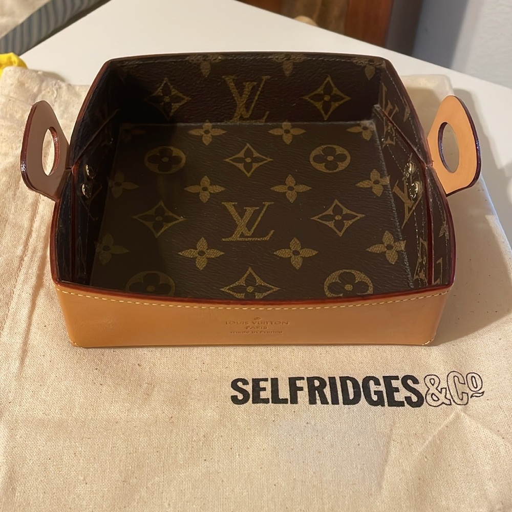 Louis Vuitton Georges PM sized desk valet tray monogram canvas and VVN leather